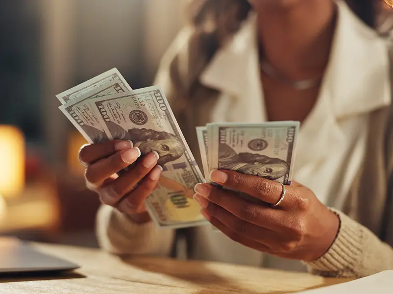 person holding money